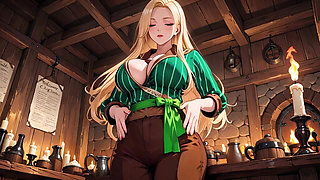 Blonde Pirate's Lazy Morning! Green Striped Top, Lazy Bar Counter & Sunlit Bedroom.