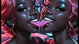 Beautiful Lesbians Tongue and Kiss Fetish, Ai Animation