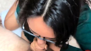 Teen Latina Babe Gives a Quick Blowjob Before School