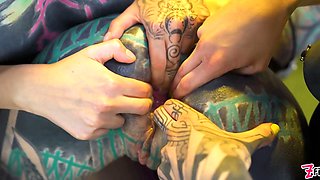 Two Babes Get Their Holes Stretched Wide Gaped with Big Toys and a Helping Hand