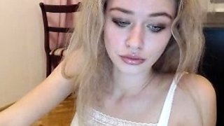 Russian Blonde Babe Masturbating her pussy on webcam