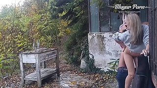 Petite Gina Gerson outdoor fucking session in a rainy day