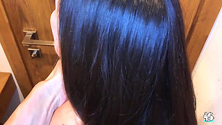 Brunette in Stockings Gets Fucked in the Bathroom at New Years Eve Party