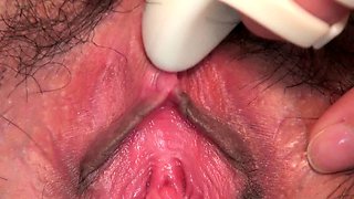 Hot teen fingers and toys her shaved pussy