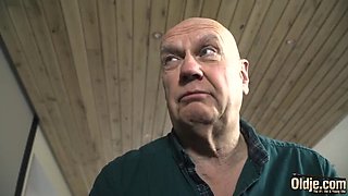 Horny Old Grandpa Fingers Young Blonde Teen and Cums on Her Pretty Face