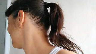 Wife without panties outdoor