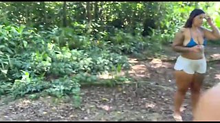 Deserted Trail with Two Brunettes with Big Asses