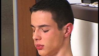 Horny twink masturbates while his two gay friends play dirty