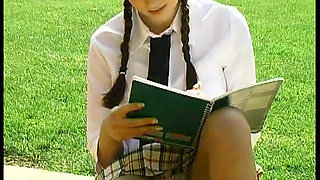 Busty Schoolgirl in Stockings Hard Anal Pounded and Facialized Outdoor