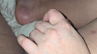 While step son look at his your phone step mom hand slip on his cock and give him a handjob,