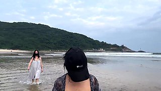 Morning beach nudity caught on by beach hidden cam