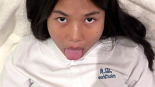 18yo Thai Student in Uniform Get Fucked Hard by a Big White Cock and Cum on Her Face