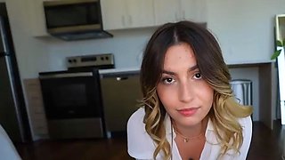 Busty dame gives stepdad a deep blowjob