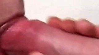 Skinny blonde gets fucked by two guys