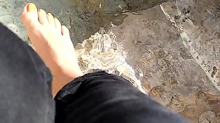 Foot fetish outdoor action