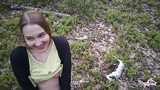 Sexy nymphomaniac in the forest made me cum in her mouth