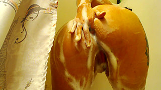 PAWG MILF Soaps Ass and Pussy in Shower