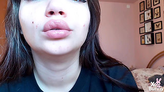 Bare lips smoking cigarette