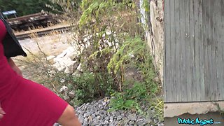 Tiffany shows her white panties on the street