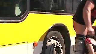 Humiliating blowjob in the street