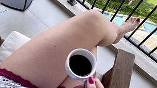 Outdoor sexy solo scene with teenie masturbating