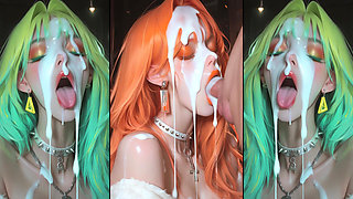 Chapter 2: Anime characters get their faces thoroughly covered in cum.