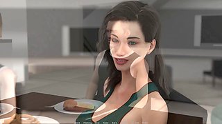 Hotwife cartoon mom with a big booty in an anime adventure