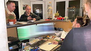 French Pegging - Garage of Humiliation: the Boss Orchestrates a Memorable Punishment with His Dominatrixes