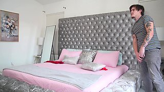 Stepsons big dick over favorite dildo