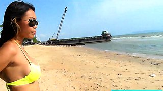 Hot Thai bikini girl taken to a hotel