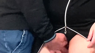 Strange Perv Fingering MILF Pussy in Public