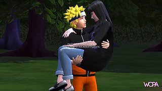 Naruto having sex with Hinata in the middle of the forest