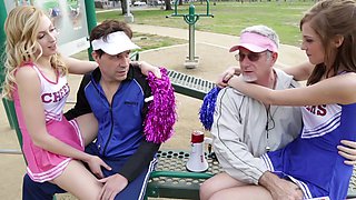 Blondie Alexa gives head while sassy Molly gets pounded in doggie