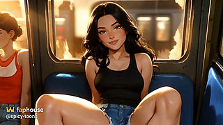 Lin Gives a Footjob on the Train