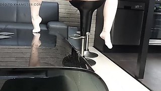 Amateur MILF Wanilianna Squirts in White Nylons Solo Masturbation