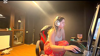 Cute Blonde Farting on Gaming Chair