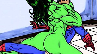 Spiderman and Spidergirl hentai orgy