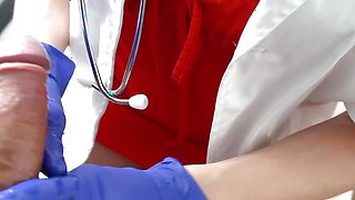 POV Handjob By Hot Nurse Eva Myst in the Doctors Office: Give Me Your Semen Sample