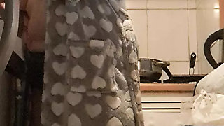 wife in panties cooking