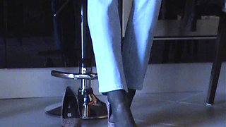 Shoeplay in Black Pantyhose and Pink Pumps