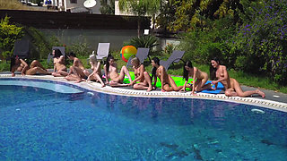 Real wild lesbian teen pool party