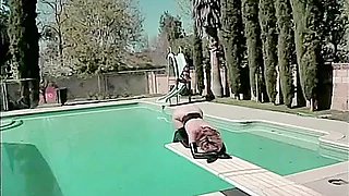 Blonde gets fucked in her pussy from behind and sucks thick cock