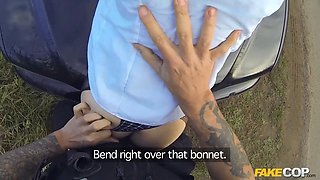 Promiscuous usa cougar in black fishnets nailed by a british policeman - faux cop