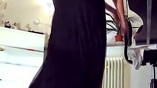 Anal Blonde in Tan and White Pantyhose