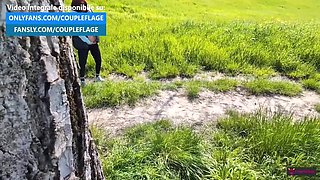 Redhead Wife Gives Risky Outdoor Blowjob to Stranger's Big Cock - Amateur Homemade