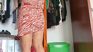 Chubby Mother-in-law in See-through Panties