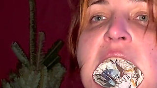 Newspaper and Tape Gag, Bag Play and Tits Squeezing