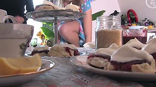 Tea time for these two sexy lesbians