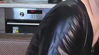 Latex-clad Lesbian Tease: Scissors, Butt Spanks & Hamping