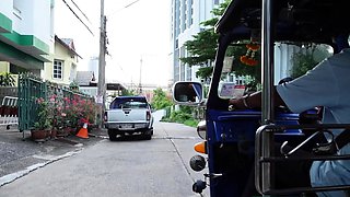 Thai teen GFs bisexual cock sharing in HOT amateur threesome